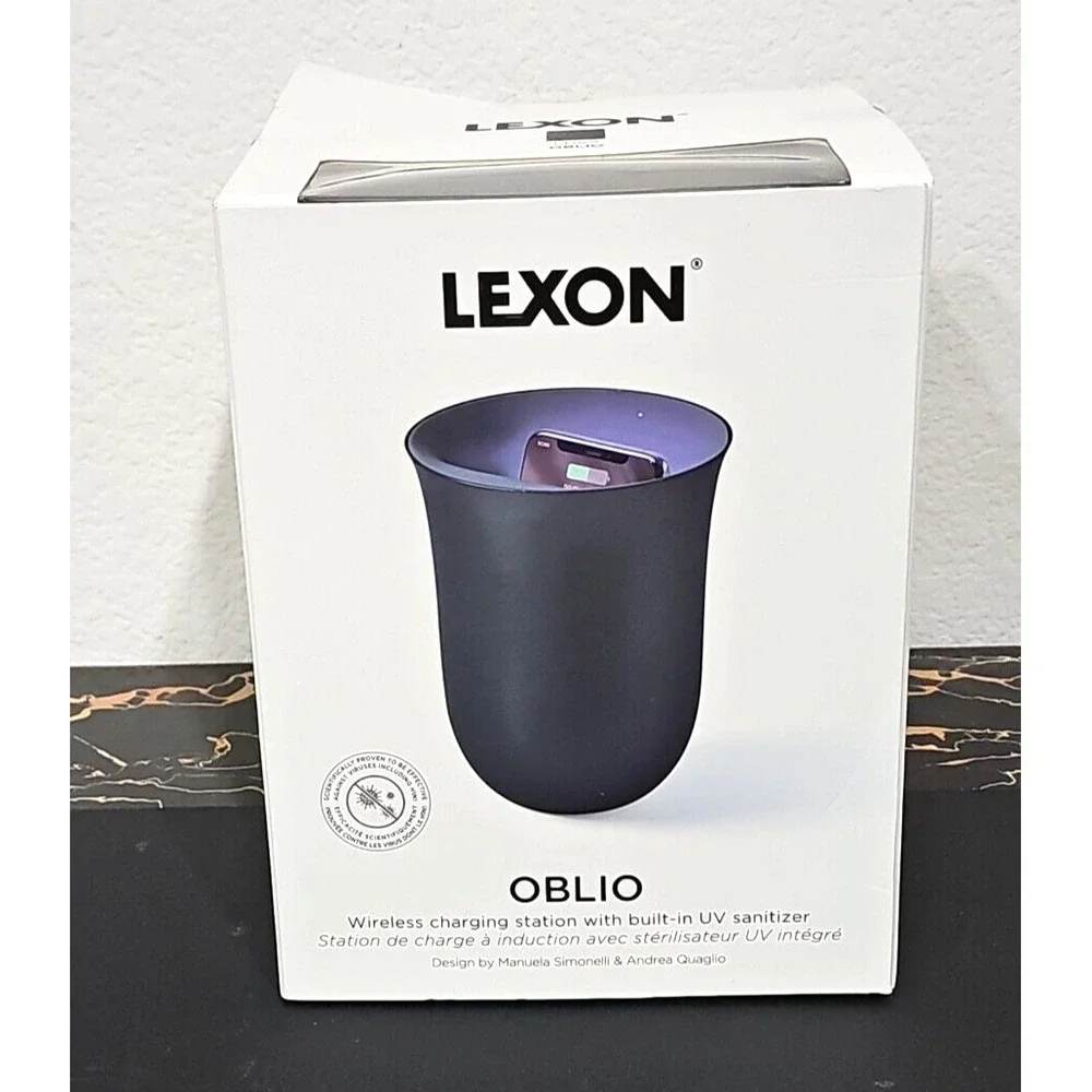 LEXON‎ White Oblio 10W Qi Wireless Charger & Sanitize UV Cleaner USB-C